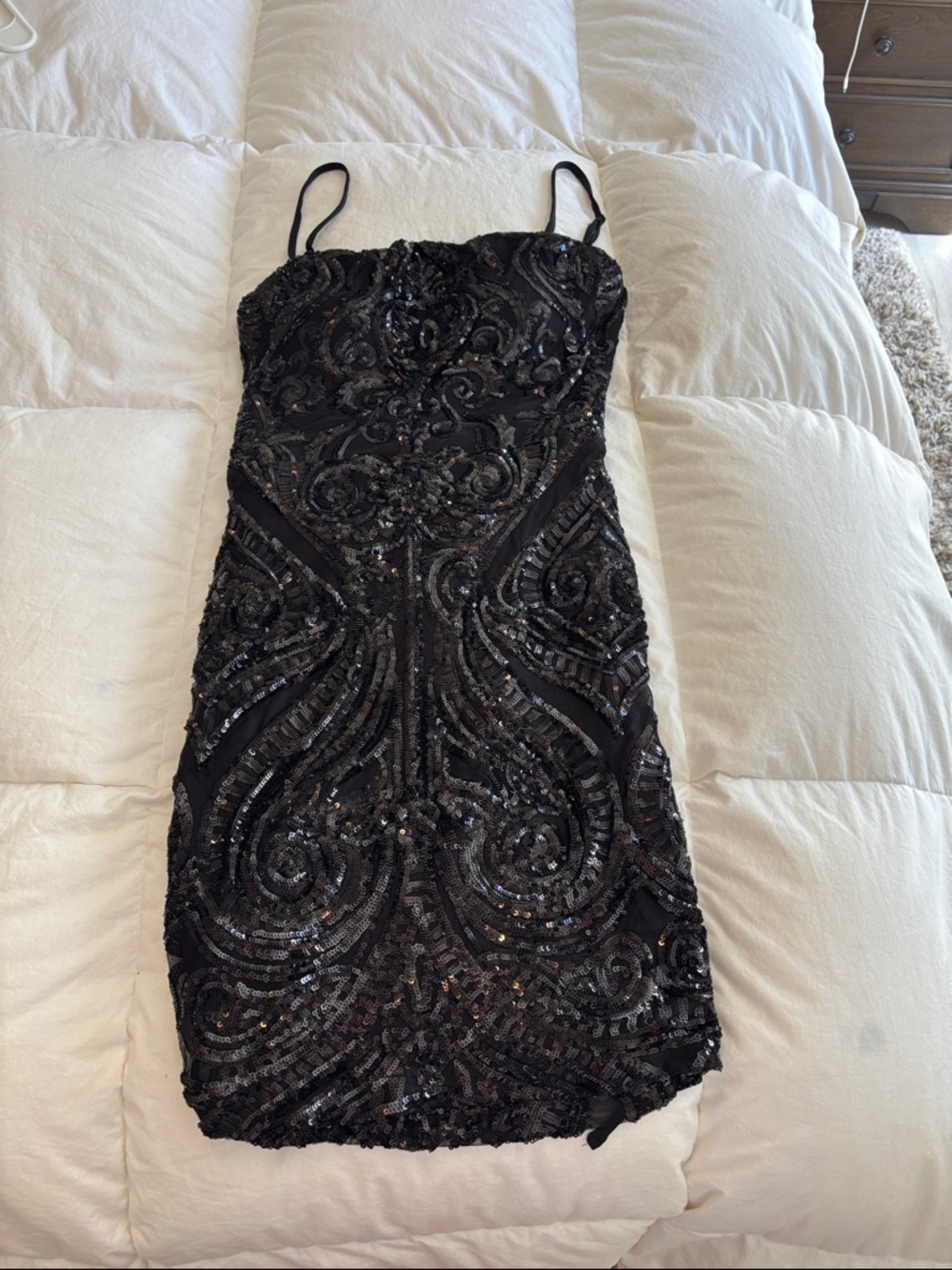 Windsor Black Sequin Embellished Mini Dress